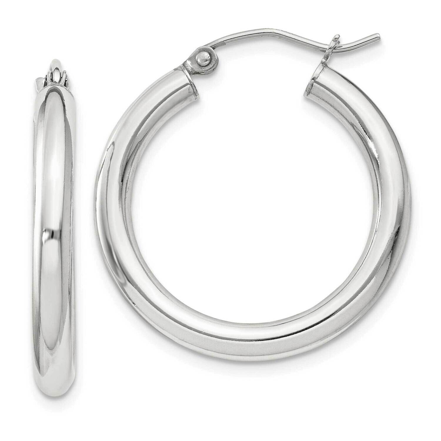 3mm Round Hoop Earrings Sterling Silver QE808SP, MPN: QE808SP,