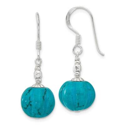 &amp; Textured Dyed Howlite Dangle Earrings Sterling Silver Polished QE17370, MPN: QE17370,