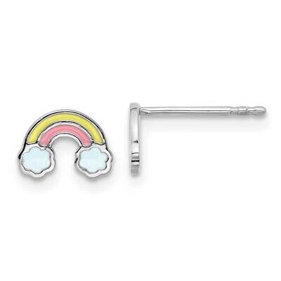 Enameled Rainbow Children&#39;s Post Earrings Sterling Silver Rhodium-Plated QE17742, MPN: QE17742,