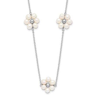 Rh-Plated 4-5mm Fwc Pearl Flower 1.75 Inch Extension Necklace Sterling Silver QH5799-17, MPN: QH579…