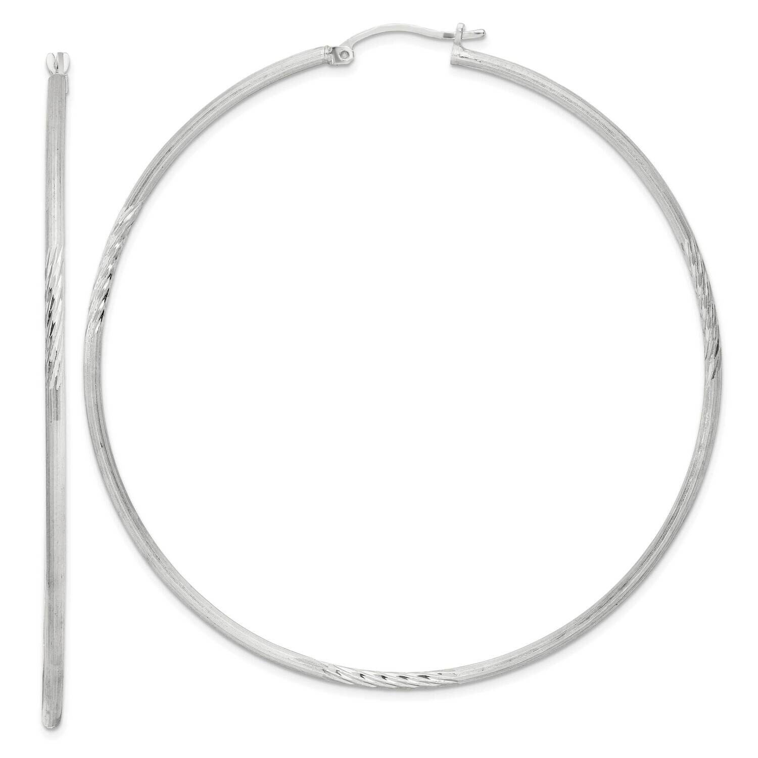 2mm Polished Satin Diamond-Cut Hoop Earrings Sterling Silver QE4427SP, MPN: QE4427SP,