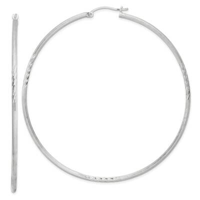 2mm Polished Satin Diamond-Cut Hoop Earrings Sterling Silver QE4427SP, MPN: QE4427SP,