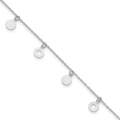 Polished Circle 9.5 Inch Plus 1 Inch Extender Anklet Sterling Silver Rhodium-Plated QG6336-9.5, MPN…