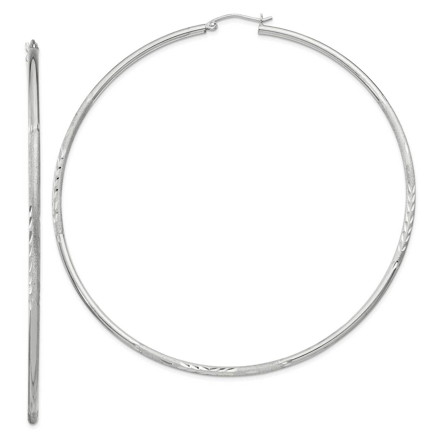 2mm Polished Satin Diamond-Cut Hoop Earrings Sterling Silver QE4428SP, MPN: QE4428SP,