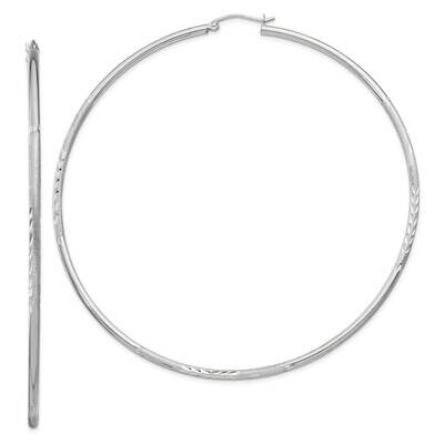2mm Polished Satin Diamond-Cut Hoop Earrings Sterling Silver QE4428SP, MPN: QE4428SP,