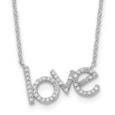 CZ Love 16 Inch 1.75 Inch Extension Necklace Sterling Silver Rhodium-Plated QG6625-16, MPN: QG6625-…