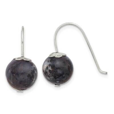 10mm Round Labradorite Dangle Earrings Sterling Silver Polished QE17397, MPN: QE17397,