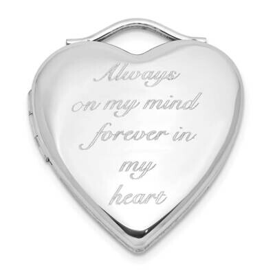 Rh-Pl Always In My Heart Forever.. 20mm Heart Locket Sterling Silver QLS1132, MPN: QLS1132,