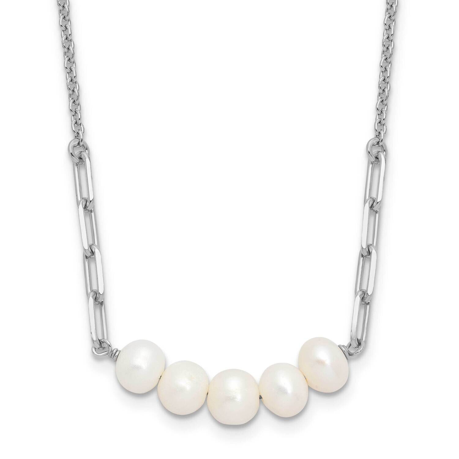 Rh-Plated 6mm Fwc Pearl 16 Inch 2 Inch Extension Necklace Sterling Silver QH5806-16, MPN: QH5806-16,