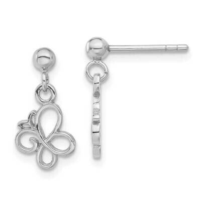 Butterfly Post Dangle Drop Earrings Sterling Silver Rhodium-Plated QE17657, MPN: QE17657,