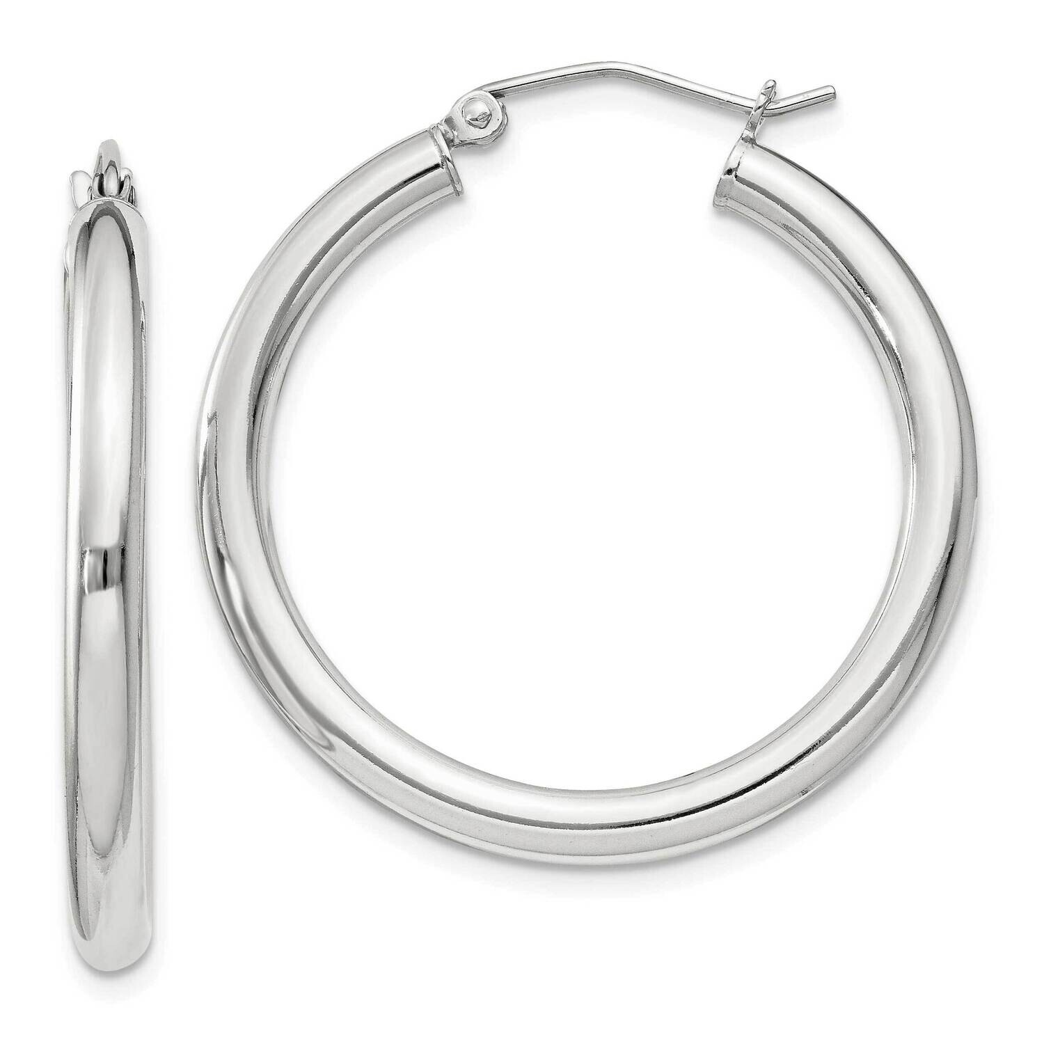 3mm Round Hoop Earrings Sterling Silver QE809SP, MPN: QE809SP,