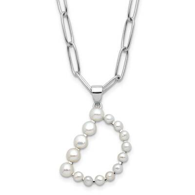 Rh-Plated 3-5.5mm Fwc Pearl Letter D 18 Inch Necklace Sterling Silver QH5808D-18, MPN: QH5808D-18,