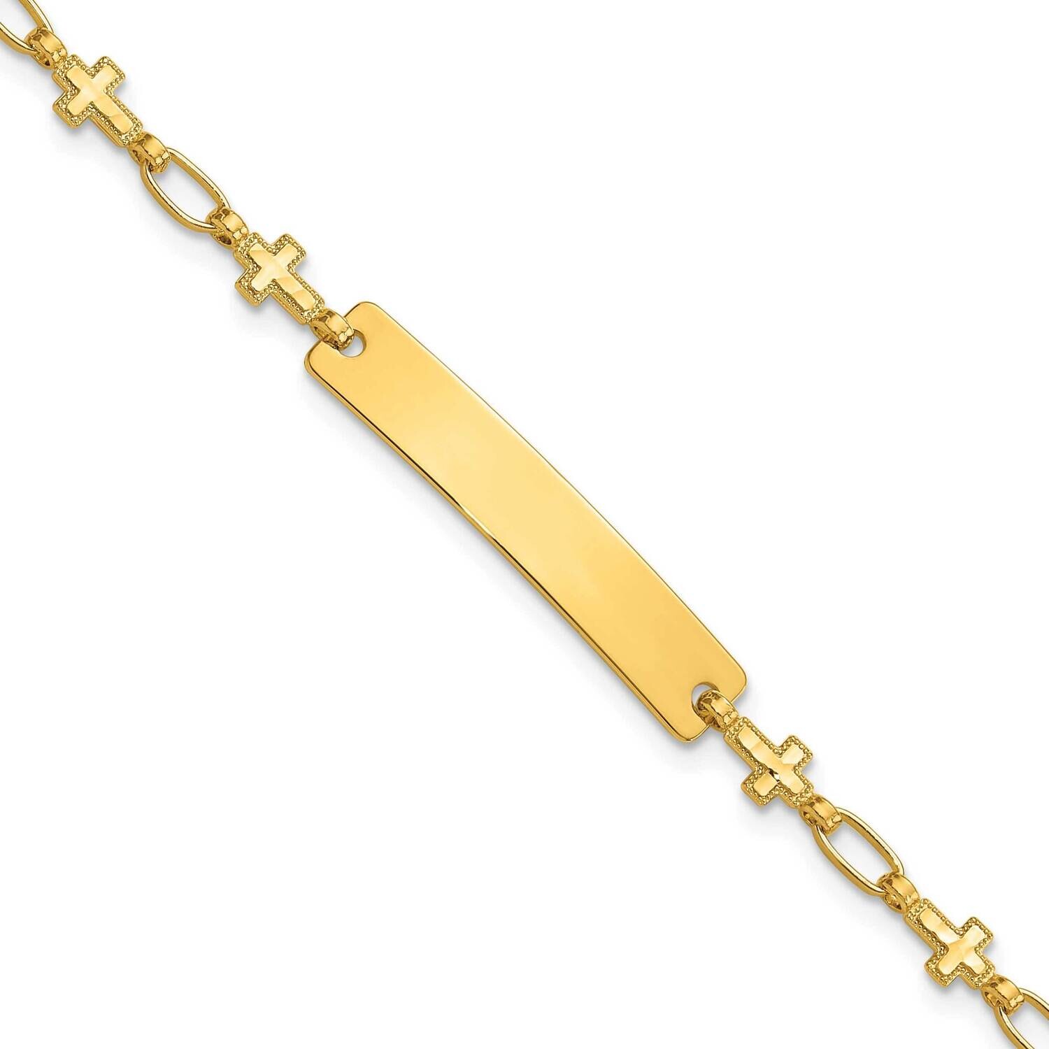 Gold-Tone 6.25 Inch Cross Children&#39;s Id Bracelet Sterling Silver QID247GP-6.25, MPN: QID247GP-6.25,