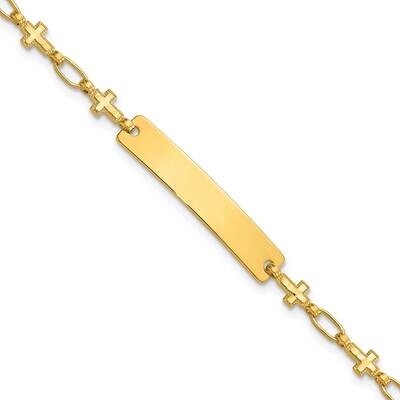 Gold-Tone 6.25 Inch Cross Children&#39;s Id Bracelet Sterling Silver QID247GP-6.25, MPN: QID247GP-6.25,
