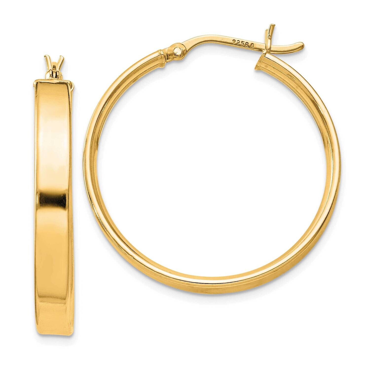 Flash Gold-Plated 4.25X30mm Hoop Earrings Sterling Silver QE8145GP