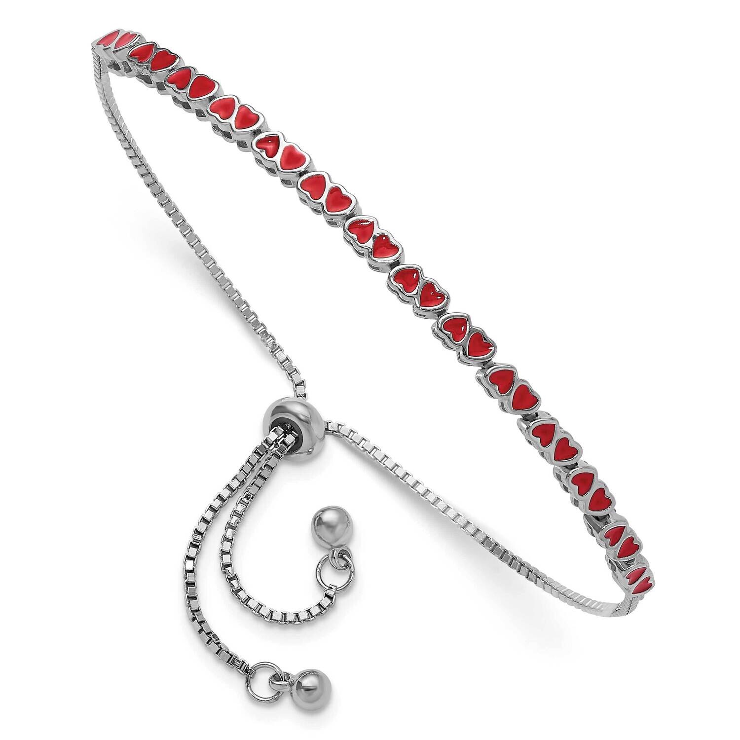 Enameled Hearts Adjustable Bracelet Sterling Silver Rhodium-Plated QG6272, MPN: QG6272,