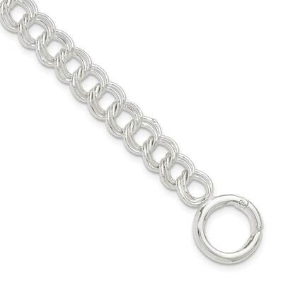Double Link 7 Inch Charm Bracelet Sterling Silver Polished QG6399-7, MPN: QG6399-7,