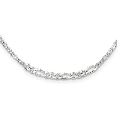 E-Coated Figaro Chain 18 Inch Necklace Sterling Silver QG6513-18, MPN: QG6513-18,