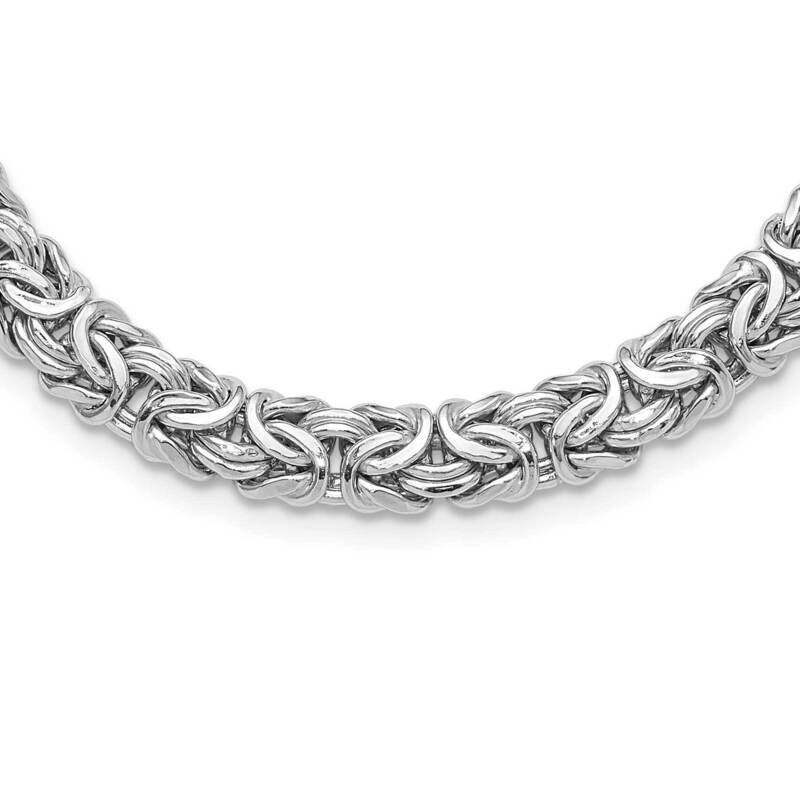 8.25mm Byzantine Link 17 Inch Necklace Sterling Silver Rhodium-Plated QG6499-17, MPN: QG6499-17,