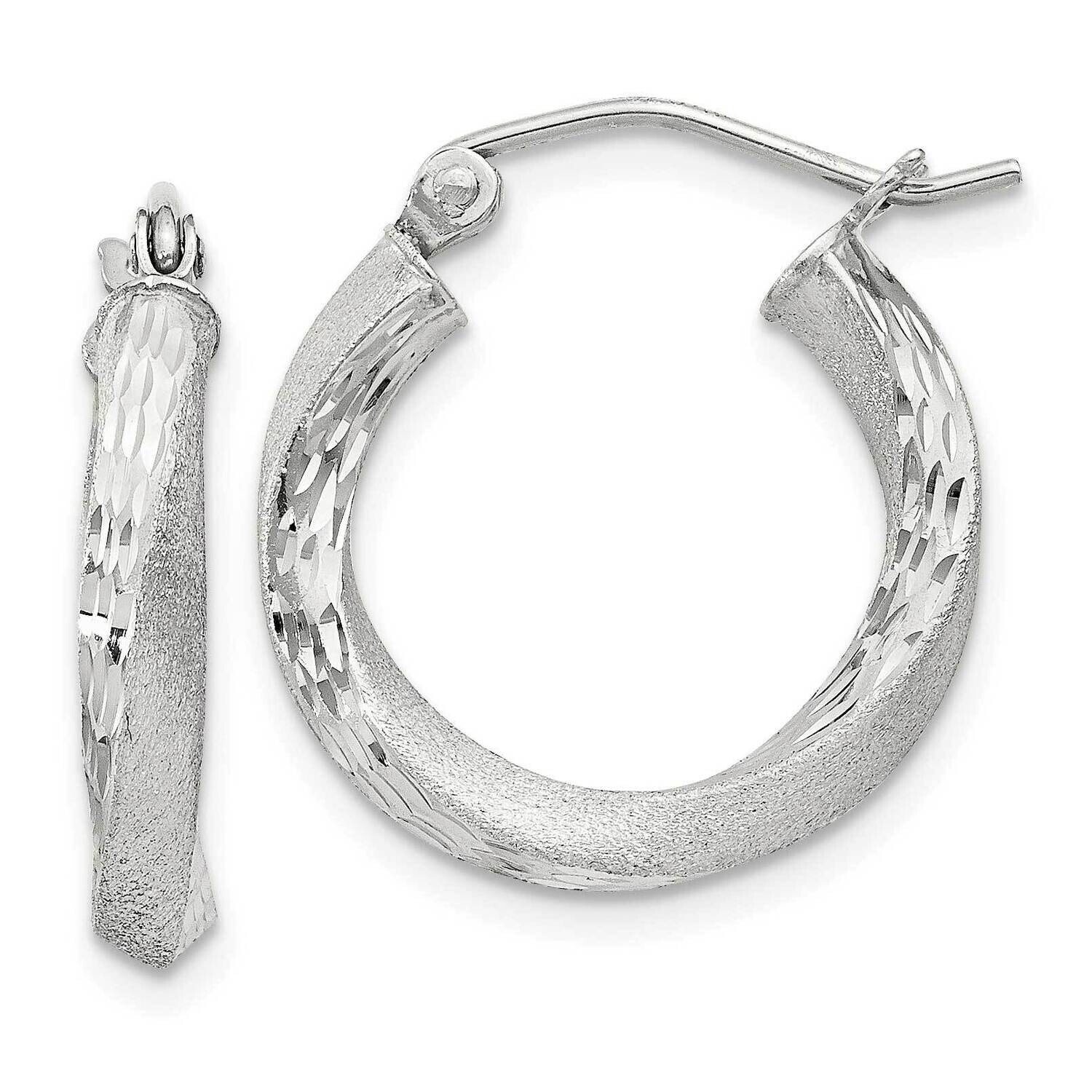 Diamond-Cut Twisted 3X18mm Hoop Earrings Sterling Silver Satin QE4609SP, MPN: QE4609SP,