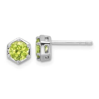 Polished Peridot Post Earrings Sterling Silver Rhodium-Plated QE17769PE, MPN: QE17769PE,