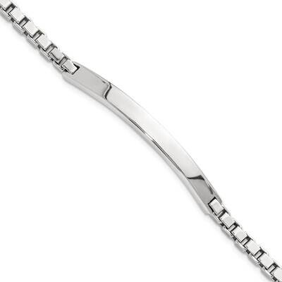 Box Chain Id Bracelet 7 Inch Sterling Silver Polished QG6241-7, MPN: QG6241-7,