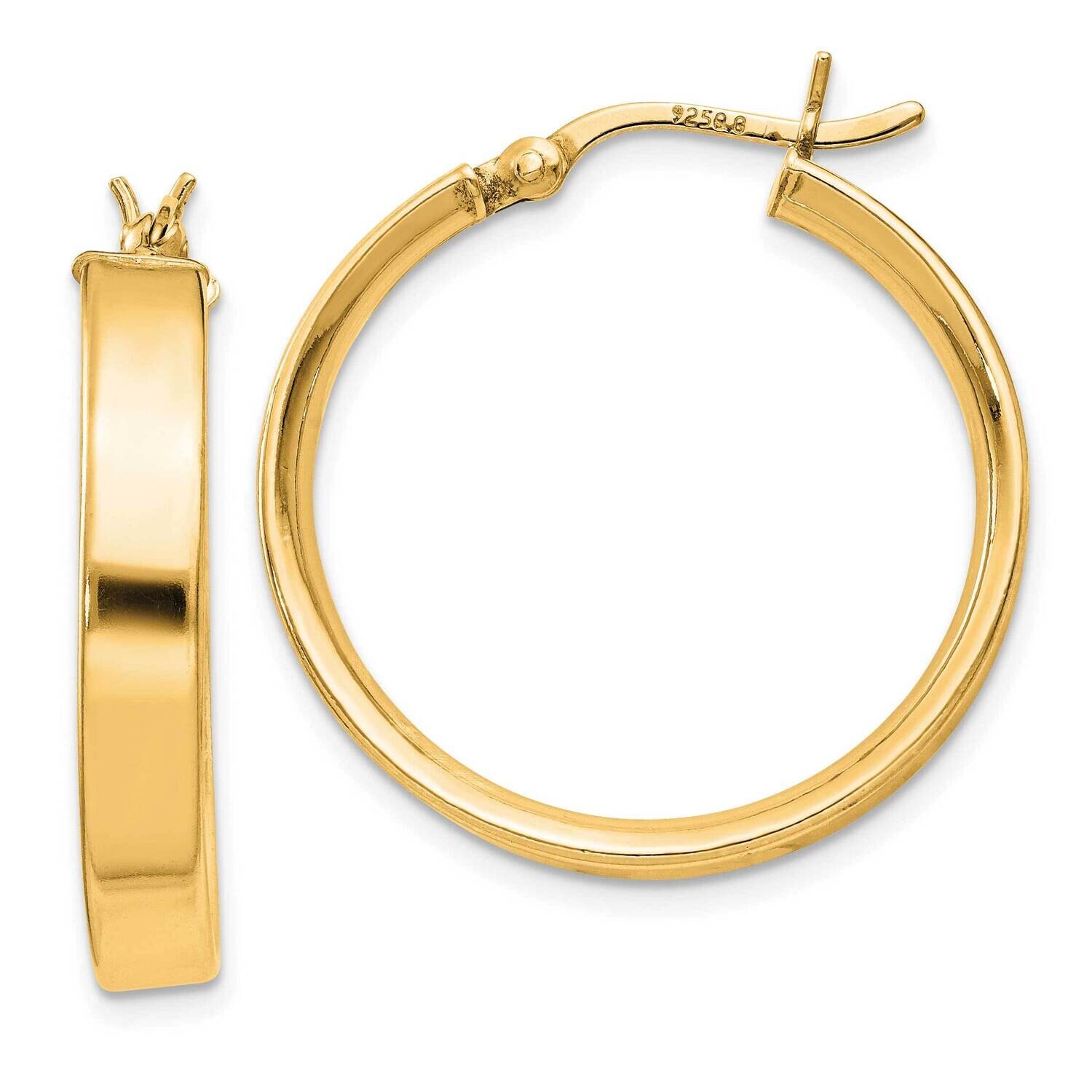 Flash Gold-Plated 4.25X25mm Hoop Earrings Sterling Silver QE8144GP