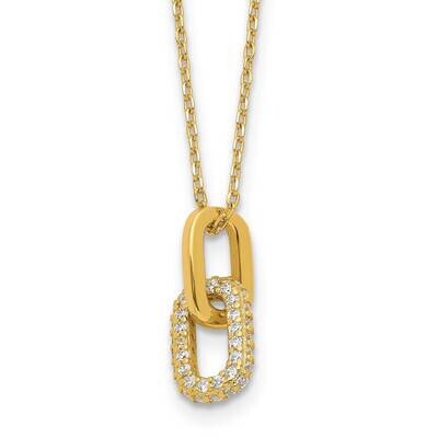 Gold-Tone Micro Pave CZ 16 Inch 2 Inch Extension Necklace Sterling Silver QG6640-16, MPN: QG6640-16,
