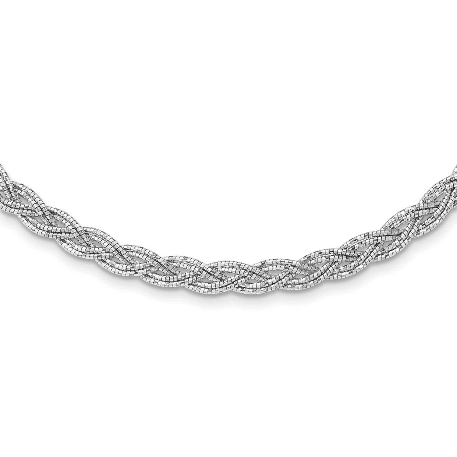 Rhodium-Plated Diamond-Cut Braided Necklace Sterling Silver Polished QG6517-16.75, MPN: QG6517-16.7…