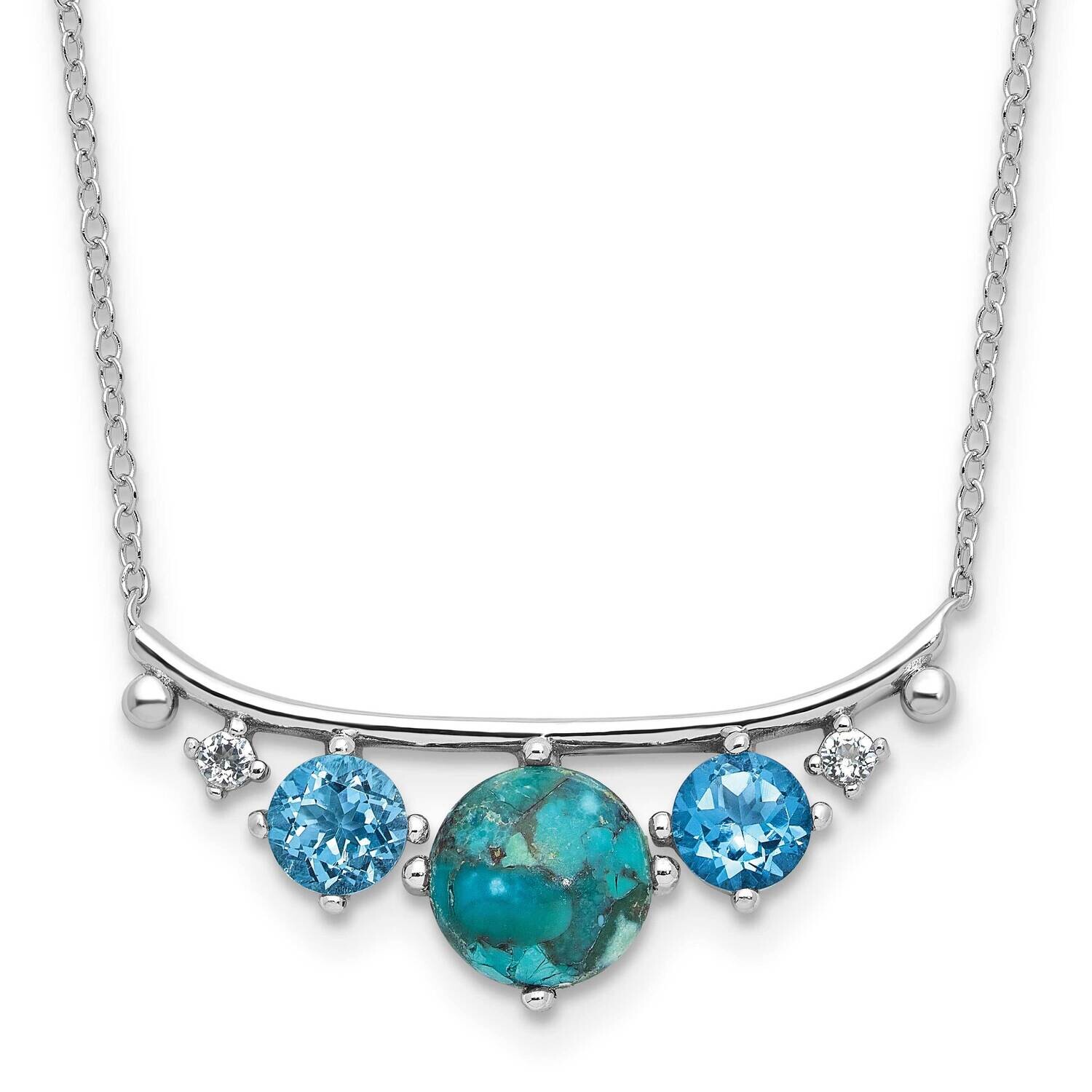 Rh-Pl Multi Color CZ Reconstituted Turq. 2 Inch Extension Necklace  Sterling Silver QG6695-16, MPN:…