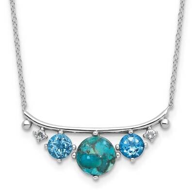 Rh-Pl Multi Color CZ Reconstituted Turq. 2 Inch Extension Necklace  Sterling Silver QG6695-16, MPN:…