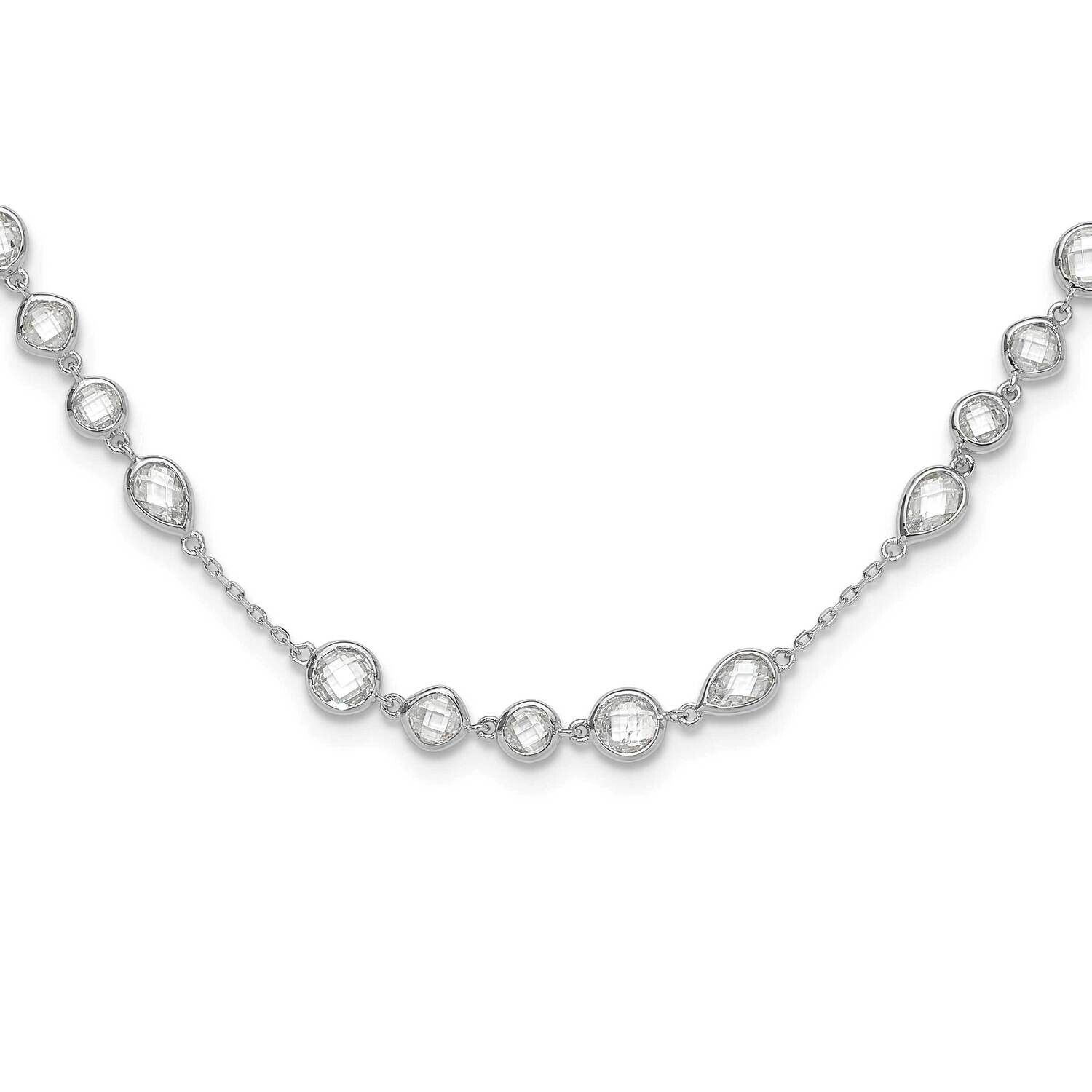 Fancy CZ 18 Inch Necklace Sterling Silver Rhodium-Plated QG6556-18, MPN: QG6556-18,