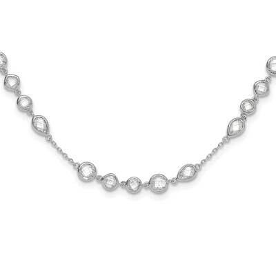 Fancy CZ 18 Inch Necklace Sterling Silver Rhodium-Plated QG6556-18, MPN: QG6556-18,