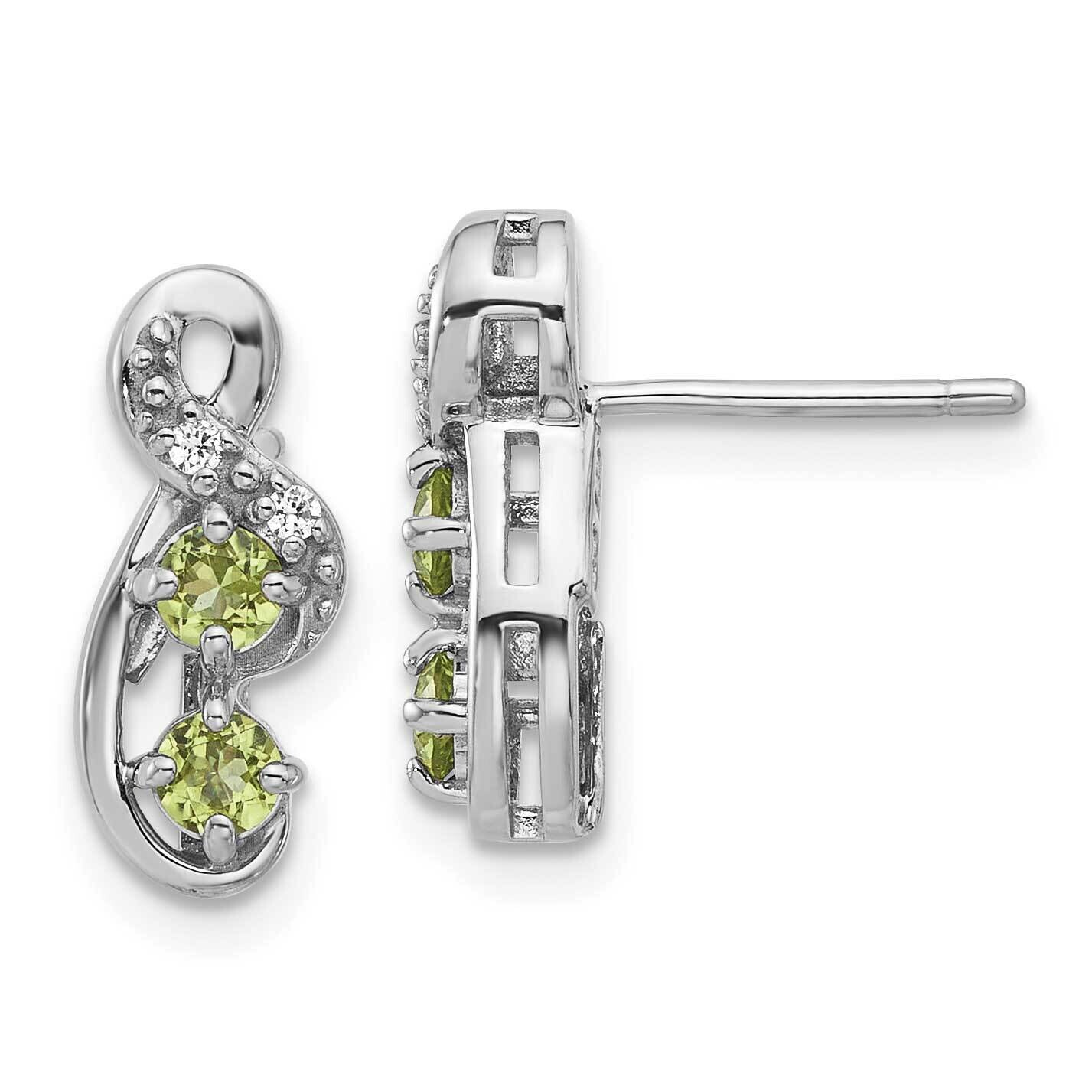 Peridot CZ Swirl Post Earrings Sterling Silver Rhodium-Plated QE17756PE