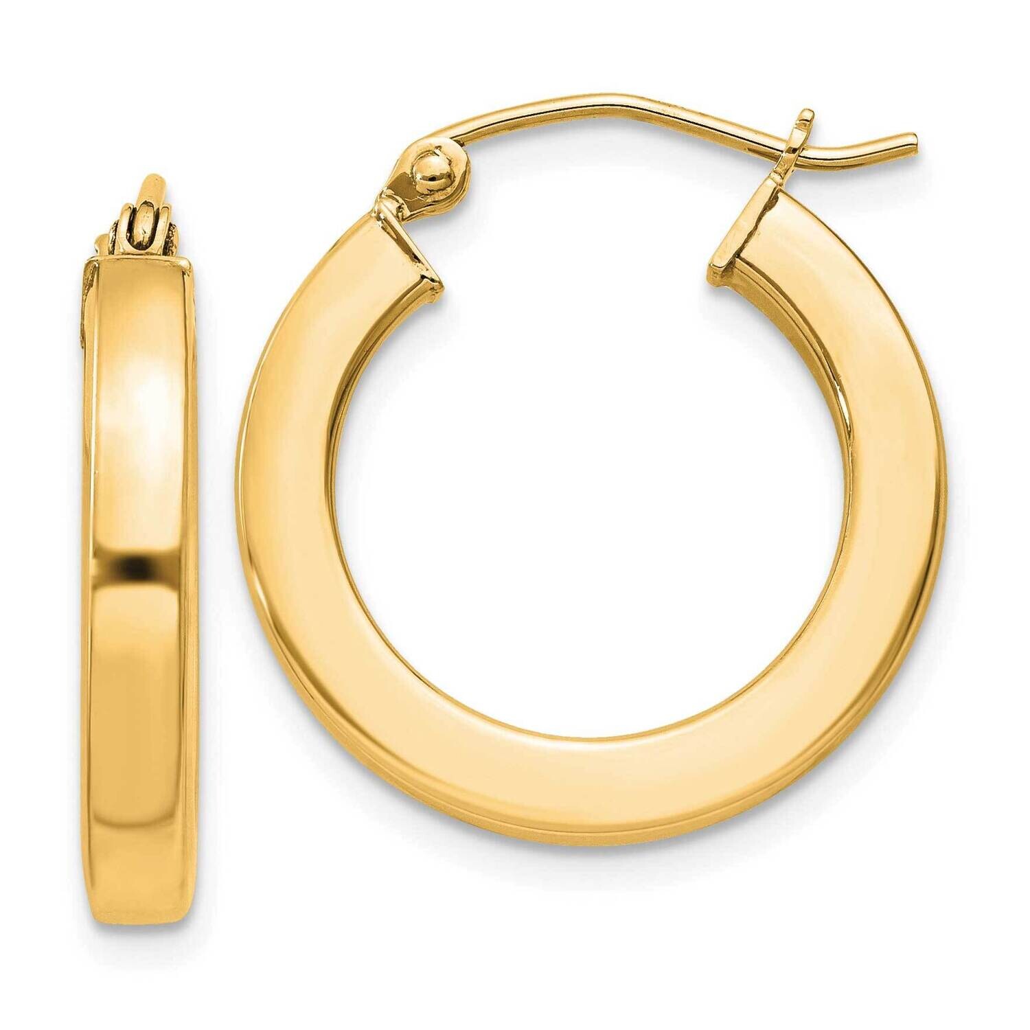 Flash Gold-Plated 3X20mm Square Tube Hoop Earrings Sterling Silver QE4514GP, MPN: QE4514GP,