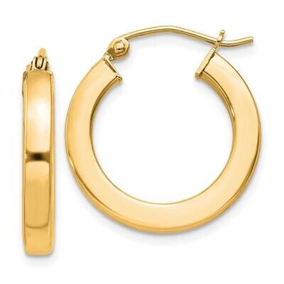 Flash Gold-Plated 3X20mm Square Tube Hoop Earrings Sterling Silver QE4514GP, MPN: QE4514GP,