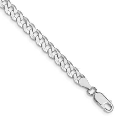 5mm Beveled Curb Chain 9 Inch Sterling Silver Rhodium-Plated QFB120R-9, MPN: QFB120R-9,