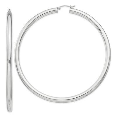 4mm Round Hoop Earrings Sterling Silver QE4407SP, MPN: QE4407SP,