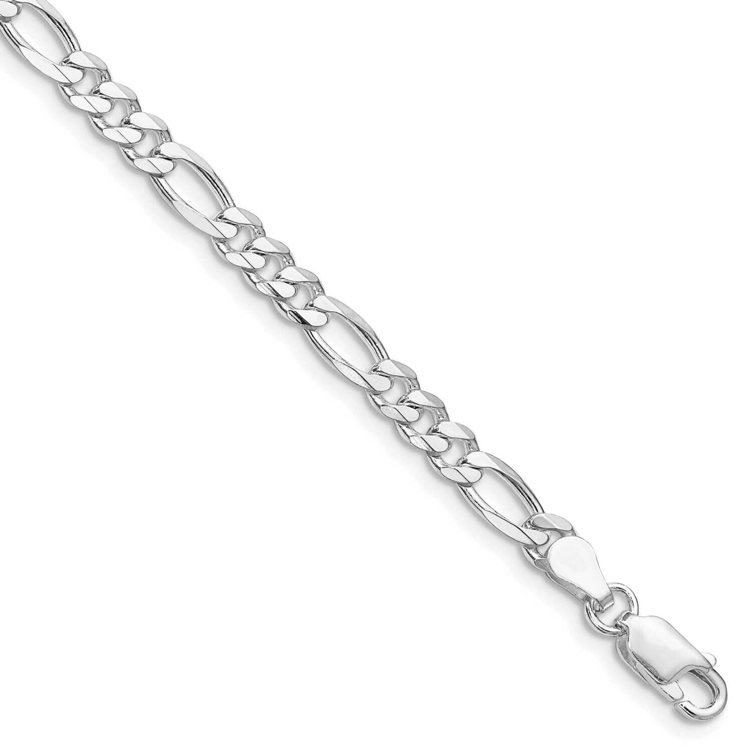 4.5mm Figaro Chain 9 Inch Sterling Silver Rhodium-Plated QFG120R-9