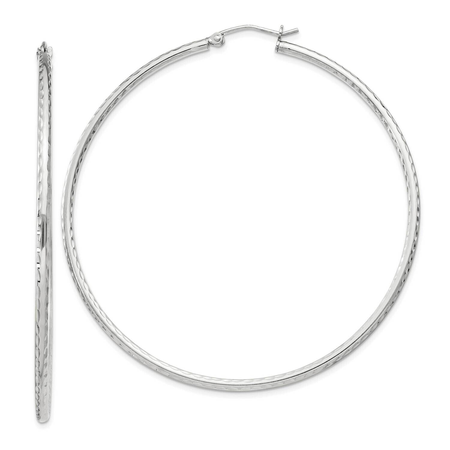 2mm Diamond Cut Hoop Earrings Sterling Silver QE4468SP, MPN: QE4468SP,