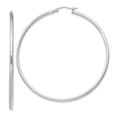 2mm Diamond Cut Hoop Earrings Sterling Silver QE4468SP, MPN: QE4468SP,