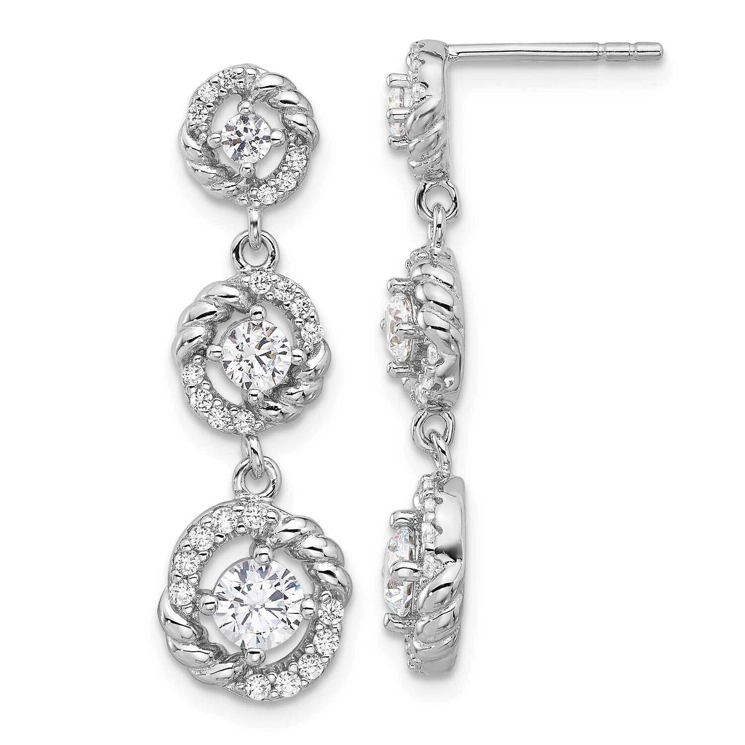 CZ Dangle Post Earrings Sterling Silver Rhodium-Plated QG6489E, MPN: QG6489E,