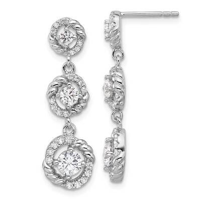 CZ Dangle Post Earrings Sterling Silver Rhodium-Plated QG6489E, MPN: QG6489E,