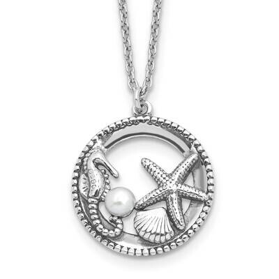 Rh-Plated Oxidized Mop Sea Life 2 Inch Extension Necklace Sterling Silver QG6685-16, MPN: QG6685-16,
