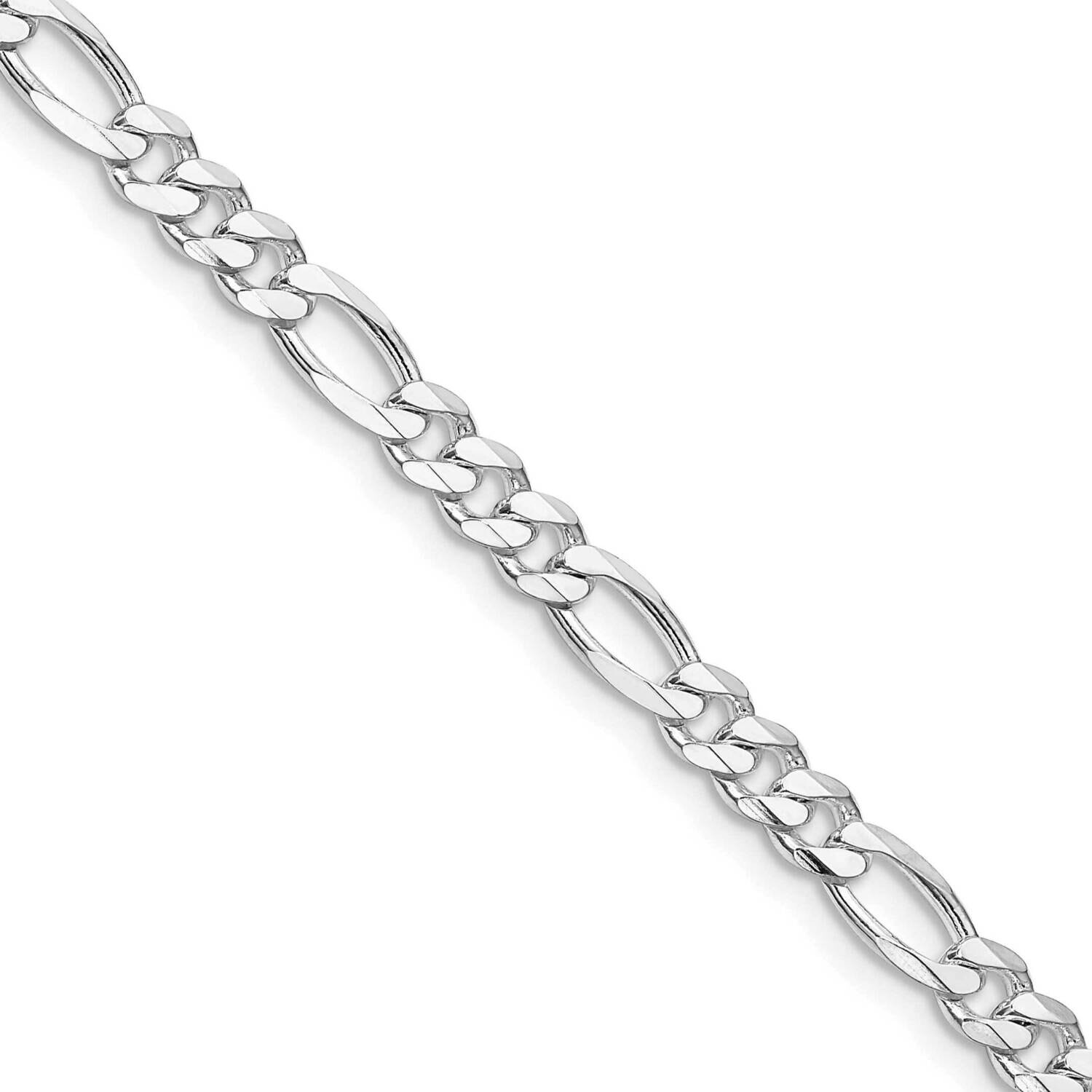4.5mm Figaro Chain 22 Inch Sterling Silver Rhodium-Plated QFG120R-22