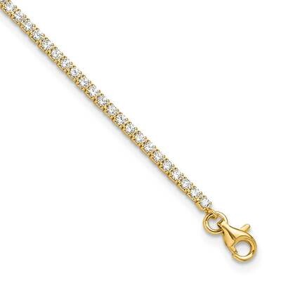 Gold-Tone 2mm CZ 9 Inch Plus 1 Inch Extension Tennis Anklet Sterling Silver QG6327GP-9, MPN: QG6327…