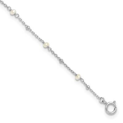 3mm Fwc Pearl 9 Inch Plus 1 Inch Extension Anklet Sterling Silver Rhodium-Plated QG6333-9, MPN: QG6…