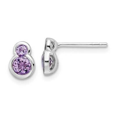 Polished Amethyst Post Earrings Sterling Silver Rhodium-Plated QE17774AM, MPN: QE17774AM,