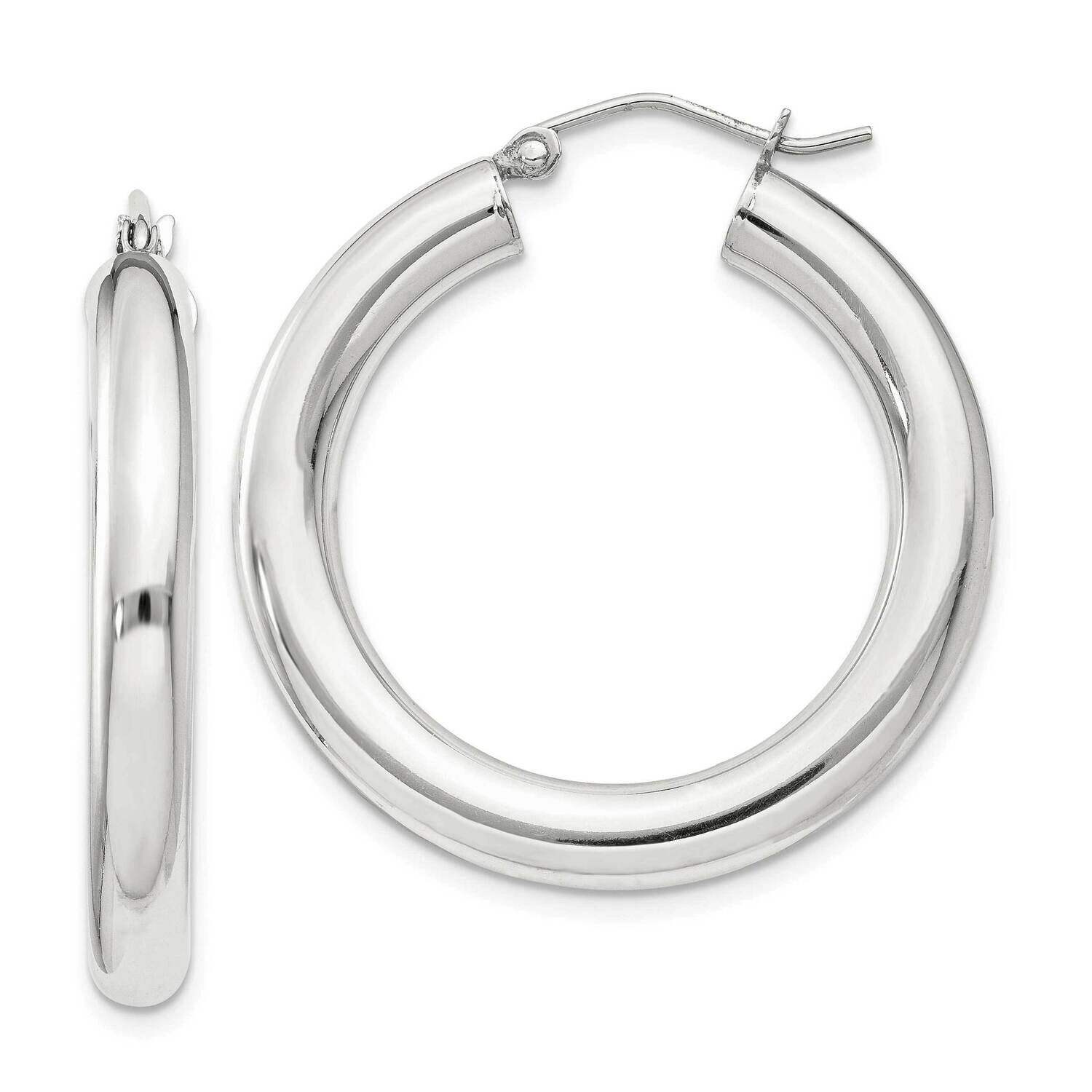 4mm Round Hoop Earrings Sterling Silver QE815SP