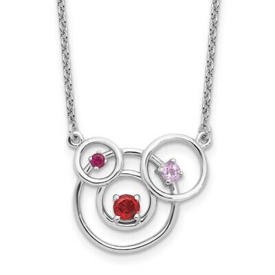 Amethyst Garnet Pink Tourmaline Circles 2 Inch Extension Necklace Sterling Silver Polished QG6740-1…